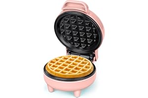 Tiastar ABW59 Mini Waffle Maker, Power/Ready Indicator Light, Non Stick Coating, 550 W, Pink