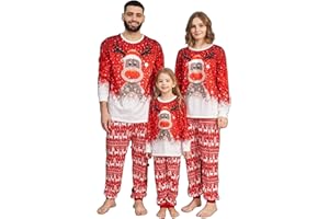 Solutra Weihnachtspyjama Familie Set Einteiliger Pyjama,Weihnachts Pyjama Familie Set Weihnachts Schlafanzug, Weihnachten Nachtwäsche Partner für Damen Herren Kinder