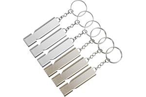 AMANDELIZABE Silbato de emergencia para supervivencia, 6 unidades, de metal, con cordón de doble tubo, llavero para caza, senderismo, canotaje, camping, entrenamiento de perros