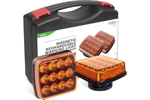 ‎AGRIEYES Agrieyes 2 Stück wiederaufladbare Fahrzeug Blinklichter, Ultra Magnetic Strobe Hazard Lights, kabellose tragbare gelbe LED Warnung Beacon Notfall Lichter für LKWs, Busse, Traktoren und Anhänger
