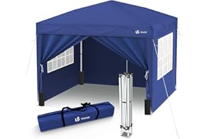 VOUNOT 3m x 3m Pop Up Gazebo with Sides & 4 Weight Bags & Carry Bag, Marquee Garden Party Tent Outdoor, Blue