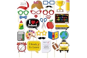 Back To School Photo Booth Props, HeiPen 29pcs First Day of School Party Decorations