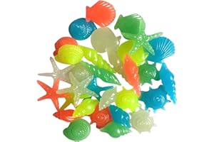 HOTSEL Pierre Lumineuse Cailloux Aquarium Galet Lumineux,Conque D'étoile Mer Lumineuse Colorée en Forme Roches Décoration Rougeoyantes pour Piscine Réservoir Poissons D'aquarium