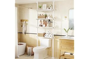 WELDUN Toilet Shelf 4 Tier Bathroom Shelf Over Toilet Space Saving Washing Machine Rack Bathroom Organizer White