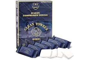 FCaeon Serviette Comprimée Jetable Épaisse, Compressed Towel Large, Portabilité Réutilisable Coton pour le Voyage,Camping,Randonnée,Hôtel,Salon de Beauté,Activités de Plein Air(Bleu Foncé 50 Unité)