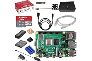 ‎VEMICO Vemico Raspberry Pi 4 4GB Kit Raspberry Pi 4B 4GB RAM 4GB 32GB SD-Karte HDMI-Kabel Netzwerkkabel Typ-C 5V 3A Netzkabel mit Schalter ABS-Gehäuse 3 Kühlkörper Radiator USB Kartenleser (4GB Kit)