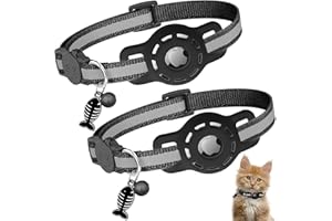 Diyife Airtag Obroża dla Kotów, Odblaskowa, GPS, Lekka, z Osłoną Airtag, Szybkie Zapięcie, Dzwonek, Regulowana 20-33 cm, Kolor Czarny