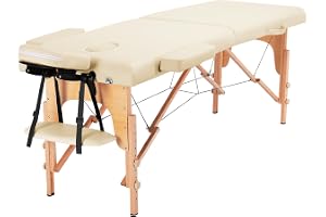 Yaheetech Massage chair, mobile massage table, 2 zones, portable massage bed, height-adjustable, wooden feet incl. headrest and armrests, 213 cm L × 82 cm can be loaded up to 250 kg