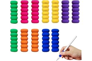 MEKEET 12PCS Pencil Grips for Children 6 Colours Sponge Easy Grip Ergonomic Writing Training Grip Pen Holder Grips Pencil Grips Pen Grips for Handwriting Suitable for Student Adult to Reduce Finger Pressure