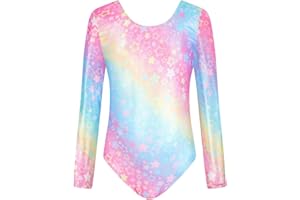 JiAmy Trykoty gimnastyczne dla dziewczynek, z długim rękawem, dla dzieci, strój sportowy, błyszczący, taniec, balet, dla dzieci w wieku 3-12 lat
