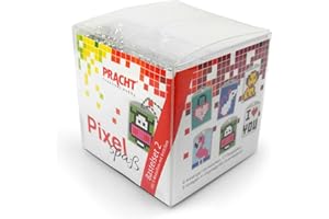 PRACHT CREATIVES HOBBY Pixel P90007-63501 Spaß Bastelset 2, zur Gestaltung von 6 Schlüsselanhängern (Medaillons) für Kinder, kinderleichtes Stecksystem, ohne Bügeln und Kleben, Steinchen aus Biokunststoff