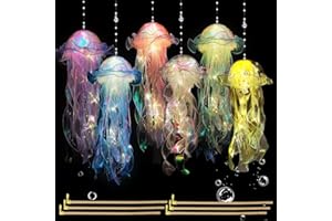 Anyingkai Lot de 6 Lanternes Méduses à Suspendre,Lampe à Suspendre en Forme de Méduse,Lanterne Méduse Lumineuse,Décoration Lampe Lanterne Méduse,Décoration de Fête Cadeaux pour Enfants et Filles