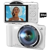 5K 80MP Digital Camera Photo Camera for Vlogs with Wi-Fi, Compact Camera with 2.8" LCD Screen, Autofocus, 18X Zoomdigital, 64