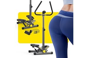 ZIWWVY Stepper Machine with Resistance Bands, Mini Stepper with 300LBS Weight Capacity, Twist Stepper for Full Body Workout, Adjustable Step Height, Smooth and Quiet, Step Machine for Men Women