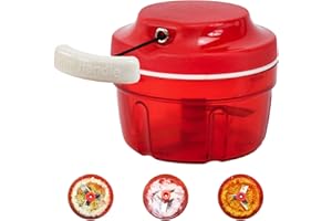 FuxFuis Hachoir à Oignons, Coupe-Légumes Manuel 3 Lames Hachoir à Légumes Coupe Oignon Mini Hachoir Manuel à Ficelle avec Cordon de Serrage Hachoir Ail Persil pour Viande Fruits Épices Noix