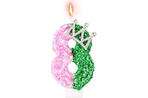 SAVITA Birthday Candle, Glittery Witch Number Candle with Crown Decoration Cake Topper for Birthday Witch Themed Parties Anniversary（Number 8）