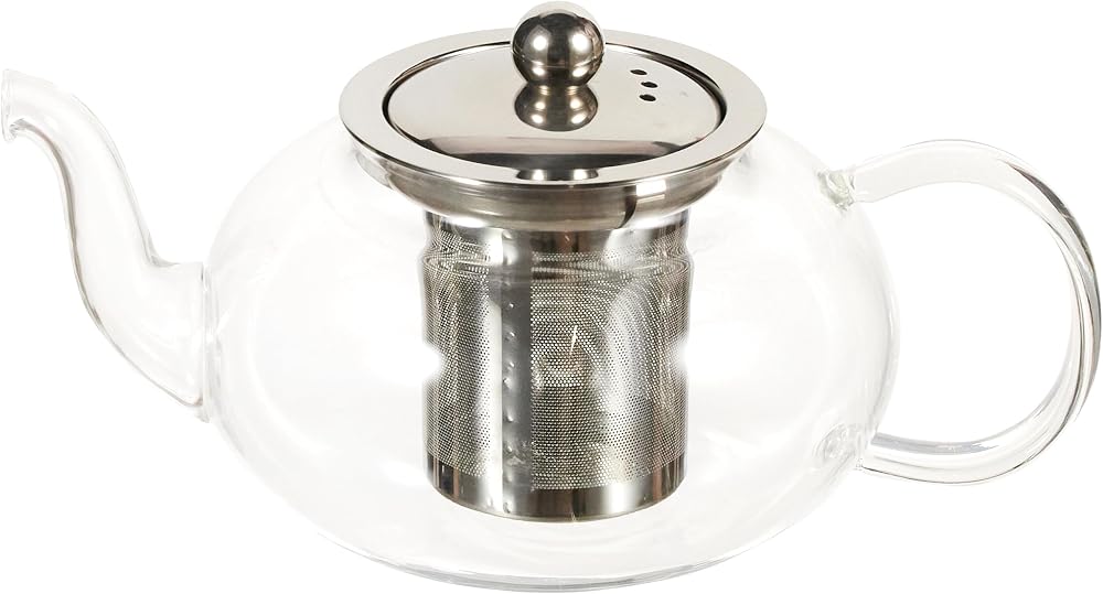 Epinox Cam Bitki Çayı Demliği 600 ml - Çelik Süzgeçli Demlik