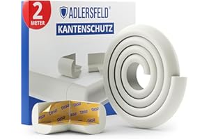 ‎ADLERSFELD Adlersfeld® 17124 Kantenschutz Baby / 2 Meter, 6 Eckenschoner, Cremeweiß (Kantenschutz Kinder Selbstklebend Tischkantenschutz Ecken- & Kantenschutz Eckschutz Tisch) Für alle Materialien und Möbel