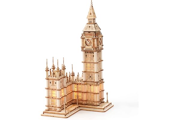 Rolife 3D-träpussel, Big Ben, pyssel modellbyggsatser för vuxna att bygga | Nybörjarvänlig, 1,5 timmar, Limfri, Precis laserskuren, Stressavlastande hantverk, Present till hantverkare