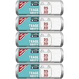 Gut & Günstig 150 soppåsar/soppåsar med bärhandtag, 25 liter, 30 stycken per rulle, slitstark och vätskesäker, produkt och fö