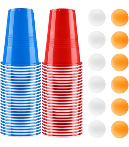 vvhippo Gobelet Beer Pong, 500ML Gobelet Rouge, 50 Biere Pong avec 6 Balles de Ping-Pong, pour Une Fête d'anniversaire, Une Réunion d'amis, Une Réunion de Noël(Noir vvhippo Gobelet Beer Pong, 500ML Gobelet Rouge, 50 Biere Pong avec 6 Balles de Ping-Pong, pour Une Fête d'anniversaire, Une Réunion d'amis, Une Réunion de Noël(Noir