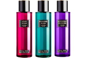 Aoura London Womens Midnight Passion, Love Rush, Paradise Bliss Body Mist Mixed Fragrance Spray 220ml Bundle (Pack of 3)