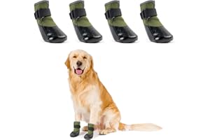 LiebeDD Scarpe per Cani Impermeabili, 4 Pezzi Stivali per Cani Interno, Calzini Antiscivolo per Cani Morbido Protezioni Zampe per Cane da Esterno con Cinturini Riflettenti e Suola Antiscivolo