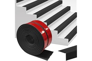 BUERPINKING Nez de Marche Escalier 4M, 25x25mm Profil de Bords d'Escaliers Auto-adhésif, Antiderapant Escalier Bande de Bordure,Noir