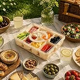 8 B&ouml;lmeli Kilitli Kapaklı Taşınabilir Atıştırma Kabı, Kahvaltılık, Piknik Seti, &Ccedil;ok Ama&ccedil;lı Saklama Kapları (Krem 1 Adet)