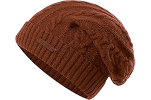 MAGISDU Gorro Invierno Mujer Gorros de Lana Merino de Punto Forro de Lana Largo Beanie Hat Termico Delicada y Cálido Suave y Acogedor
