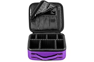 FORRICA Portátil Bolsa de Maquillaje Mujer Organizador Bolso Cosmético Neceser Maquillaje Viaje Almacenamiento de Maquillaje Grande Estuches de Maquillaje Profesional Morado