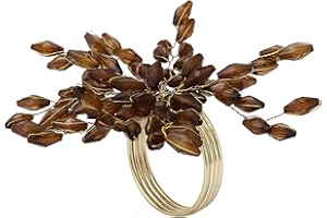 ITOS365 Napkin Rings Set of 12 for Dining Table Decoration Parties Everyday Metal Napkin Holder Leaf Coffee (Pack of 12)