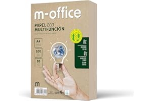 Papel Reciclado din A4, Paquete de Folios A4 80gr, Papel para Fotocopiadora e Impresora, 1 Paquete de 100 Folios A4 100% Papel Reciclado · m-office (100 hojas)