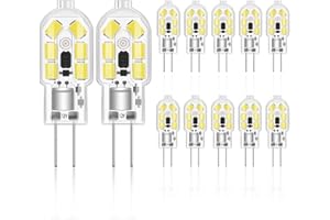 Liuyife 12 sztuk bi-pinowych lamp LED G4, 2 W 12 V AC/DC, zimna biel 6000 K, 2 W zastępuje lampę halogenową 20 W, 200 lm, niskie zużycie energii, brak ściemniania, nadaje się do różnych lamp bazowych