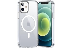 Opkiegrn Coque pour iPhone 12/12Pro, Compatible avec MagSafe Recharge sans Fil, Protection Antichoc, Anti-Jaunissement,Dos Anti Rayures PC Magnétique Étui Housse,Transparent