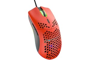 HOOPOND Wired Gaming Mouse, 6 RGB Lighting 6400 DPI Programmable USB Gaming Mice with 6 buttons, Honeycomb Shell Ergonomic Design for PC Gamers and Xbox and PS4 Users - Red