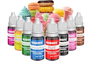 ‎HXDZFX Lebensmittelfarbe - 8 Farben Flüssige Lebensmittel Set für Tortendeko, Backen, Ostereierfarbe, Hochkonzentrierte Food Coloring für Kuchendekoration, DIY Handwerk, Seifen - 10ml jeder