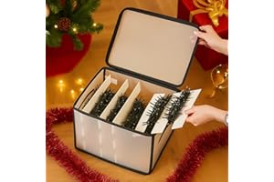 CKB LTD Boîte de rangement pour lumières de Noël, cube avec inserts pour stocker des guirlandes, boules, guirlandes lumineuses, ornements de Noël et décorations de grenier, 32 x 25 cm, Noir, givré