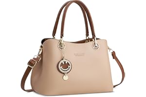 DIRRONA Elegante Bolsos De Mujer Moda Bolso De Hombro Cuero PU Bolso Tote Viajar Compras Fecha Trabajar Fiesta Casual Bolsa De Mensajero Bolso Bandolera Colgante Cara Sonriente Caqui