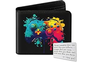 Huuitan Kids Wallet for Boys, Cool Wallets for Teen Son Ages 4 5 6 7 8 9 10 11 12 13 14 15 16, Leather Bifold Purse for Kid, Christmas Birthday Gift for Video Game Gaming Gamer Teenage