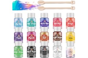 MENNYO Pigmento para Resina Epoxi, Colorante Jabones 10g * 15 Colores Mica en Polvos Metálico Natural para Kit Hacer Velas, Fabrica Slime, Pintura, Sombra de Ojos, Maquillaje, Esmalte de Uñas