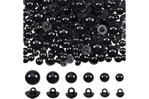 TOAOB THE ONE AND ONLY BABY TOAOB 320 Pièces Yeux de Sécurité Crochet 8mm 9mm 10mm 11.5mm 12.5mm 15mm Couture Noir Solide Forme de Dôme Boutons en Plastique pour Fabrication de Poupées DIY Artisanat