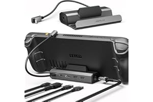 JSAUX 5 en 1 Docking Station Compatible avec Steam Deck/OLED/ROG Ally X/Legion go/MSI Claw, Dock Steam Deck, Station d'accueil avec HDMI 4K@120Hz, 100 Mbps Ethernet, Double Port USB A 2.0 et USB C