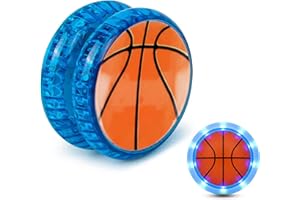 SRV HUB Light Up Sports Return Yoyo 5.5cm - Basketball Design Yo-Yo Toy for Kids, LED Flashing Ball Yoyo with String, Durable Plastic, Fun Party Bag Filler & Birthday Gifts for Boys Girls