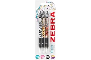 Zebra Pen Z Grip Black Pens Ballpoint, Smooth & Funky Pens With Pocket Clip, Retractable & Reliable Black Biro Multipack For Everyday Use - Animal Design, 3pk
