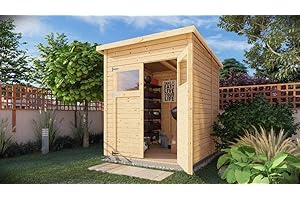 ‎ALPHOLZ Alpholz Gerätehaus Mollie 197x193 cm Fichtenholz 14 mm Wandstärke Pultdach Gerätehaus mit Montagematerial