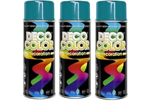 Deco Color 3er Sparpack DC Lackspray glänzend 400ml nach RAL freie Farbauswahl (3 Dosen in wasserblau glanz RAL 5021)