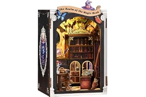DIY Book Nook Kit-Buch "Das Reich Der Magie" med LED LichtDIY 3D Puppenhaus Holz-Puzzle, Book Nook Kit for Erwachsene, Booksh