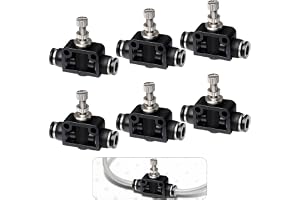 6 stycken pneumatisk push-in-choker-ventil 6 mm – helmetall, förnicklad koppar, justerbar luftflödeskontrollventil, push-in-snabbkopplingar för pneumatisk luftslang (SA6)