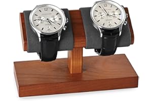 Oirlv Luxury Dark Grey Watch Storage Stand Wooden Base with Soft Microfibre Surface Dual Watch Storage Holder Gift for Watch Lovers